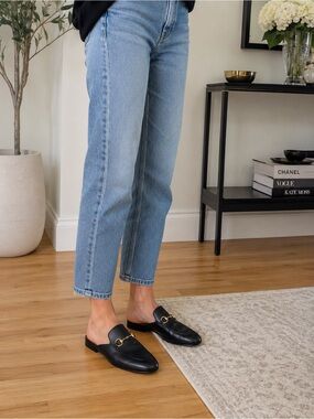 Gucci Princetown Black Leather Horsebit Mule Loafers Size 38 Made in Italy